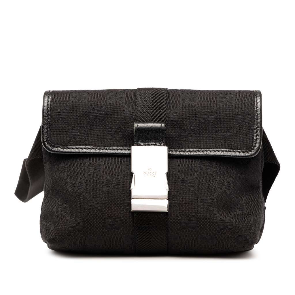 Gucci GG Canvas Belt Bag Black Canvas Very good - Front View