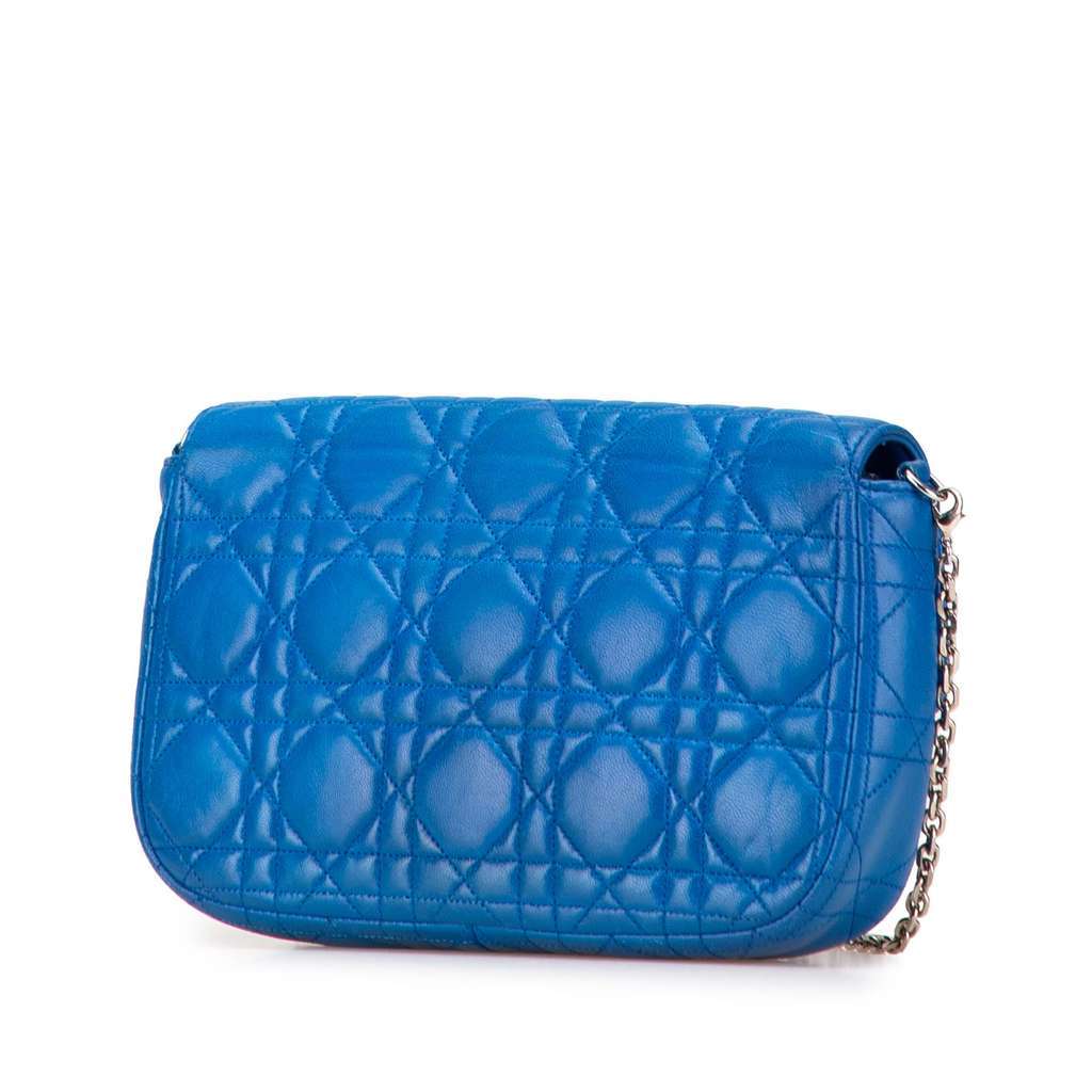 Dior Lambskin Cannage Miss Dior Promenade Chain Crossbody Blue Leather Very good condition - Back View