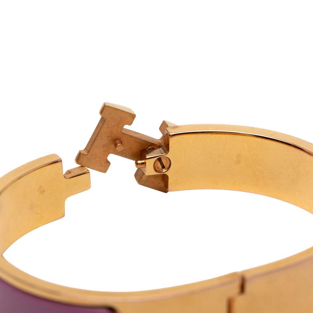 Hermès Narrow Enamel Clic H Bracelet PM Purple Good condition - Box View