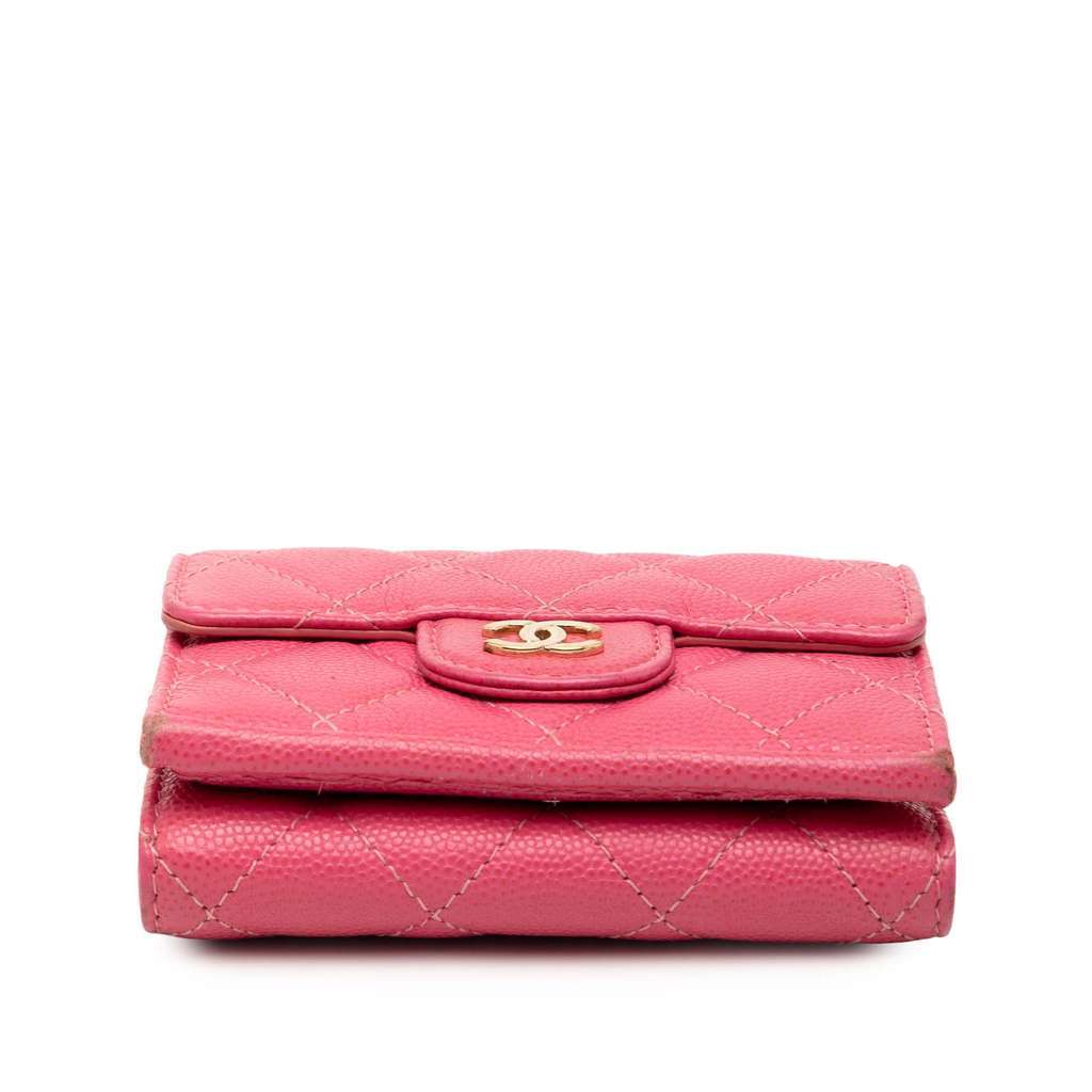 Chanel CC Quilted Caviar Compact Flap Wallet Pink Leather Very good - Inside View