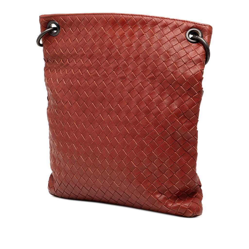 Bottega Veneta Leather Intrecciato Crossbody Brown Leather Very good - Back View