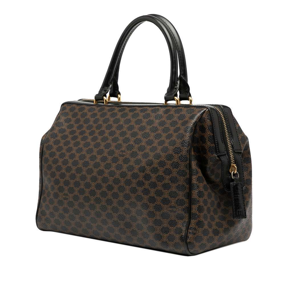 Celine Macadam Coated Canvas Handbag Brown Canvas Good - Back View