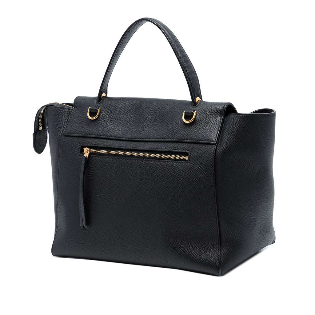 Celine Mini Grained Calfskin Belt Satchel Black Leather Very good condition - Back View