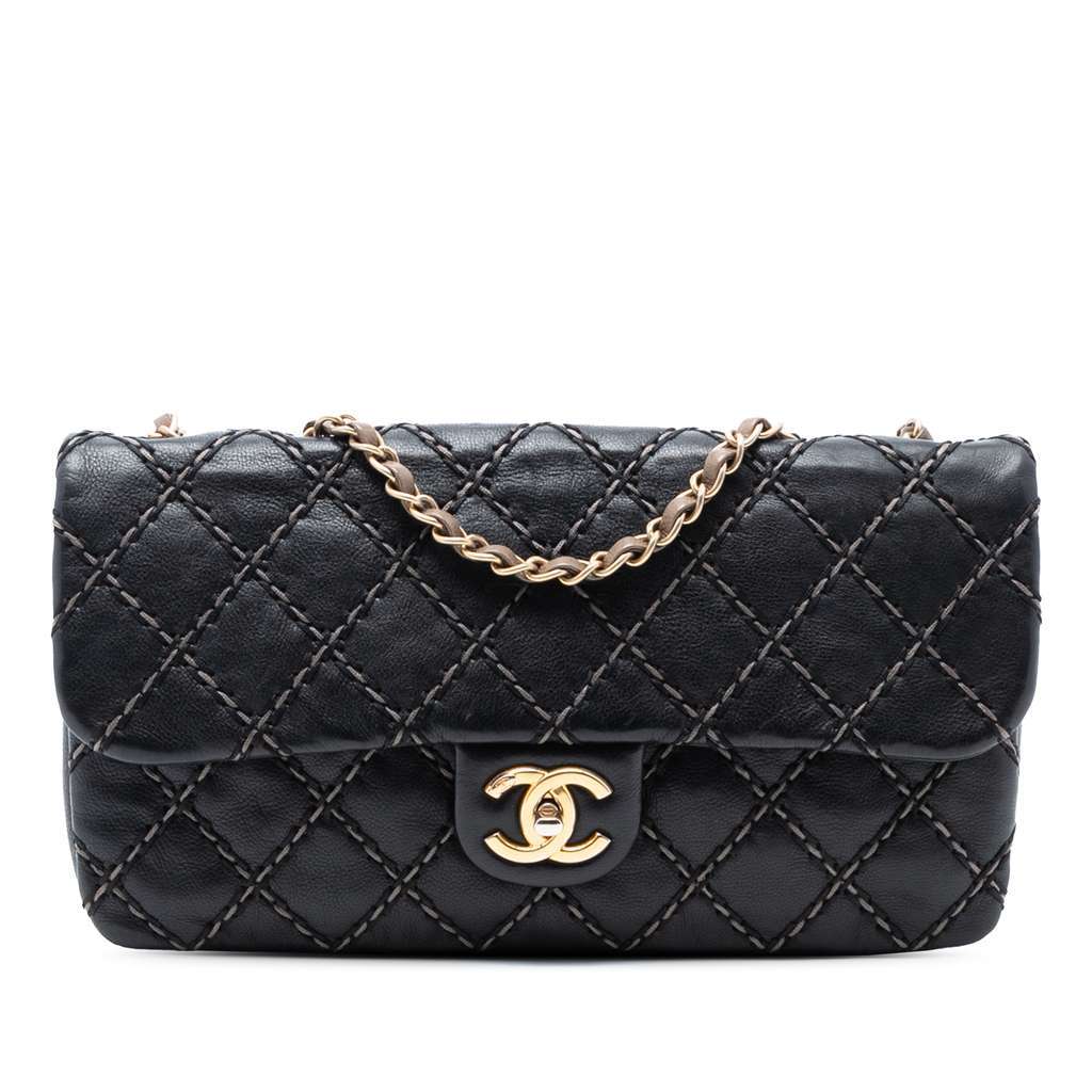 Chanel Paris Dallas Quilted Calfskin Chic Stitch Flap Black Leather Good - Front View