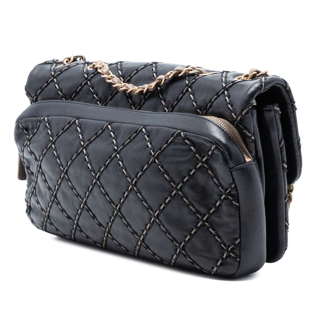 Chanel Paris Dallas Quilted Calfskin Chic Stitch Flap Black Leather Good - Back View