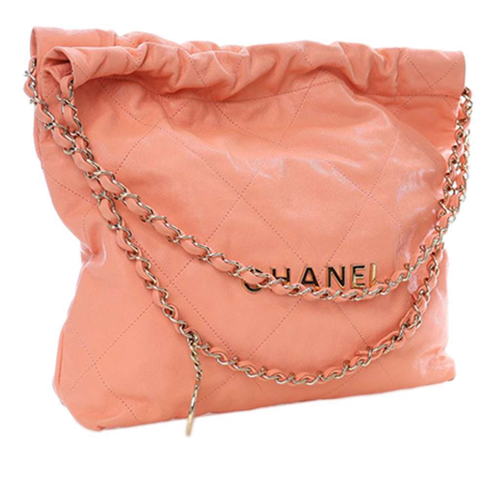 Chanel Small Quilted Caviar 22 Hobo Pink Leather Good condition - Inside View
