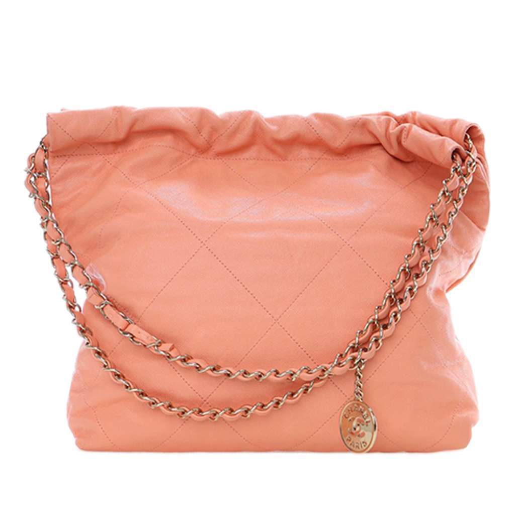 Chanel Small Quilted Caviar 22 Hobo Pink Leather Good condition - Model View
