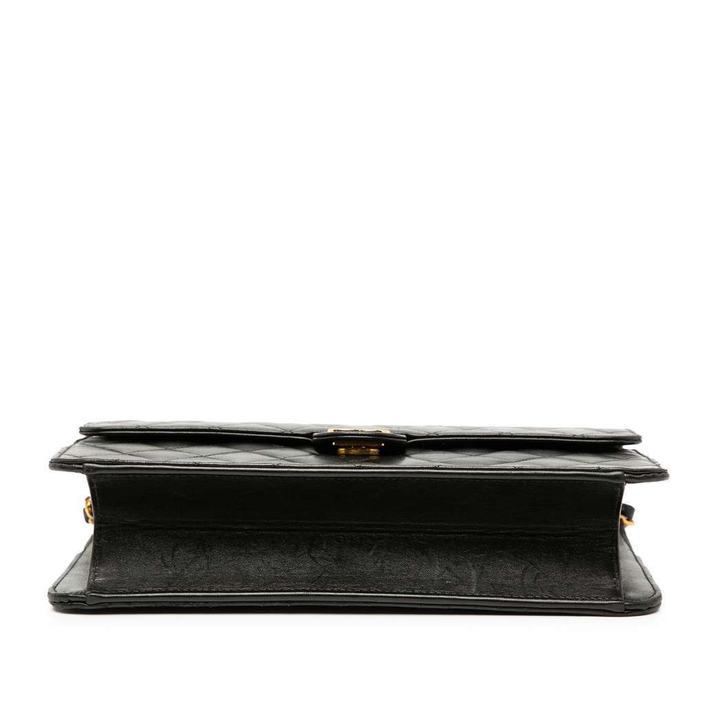 Chanel Medium CC Quilted Lambskin Single Flap Black Leather Good condition - Inside View