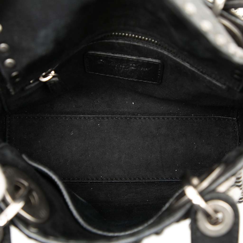 Dior Mini Calfskin Cannage Studded Flower Lady Dior Black Leather Very good condition - Model View