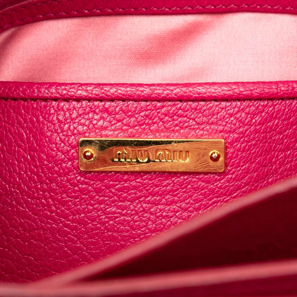 Miu Miu Bicolor Goatskin Madras Satchel Pink Leather Very good - Box View