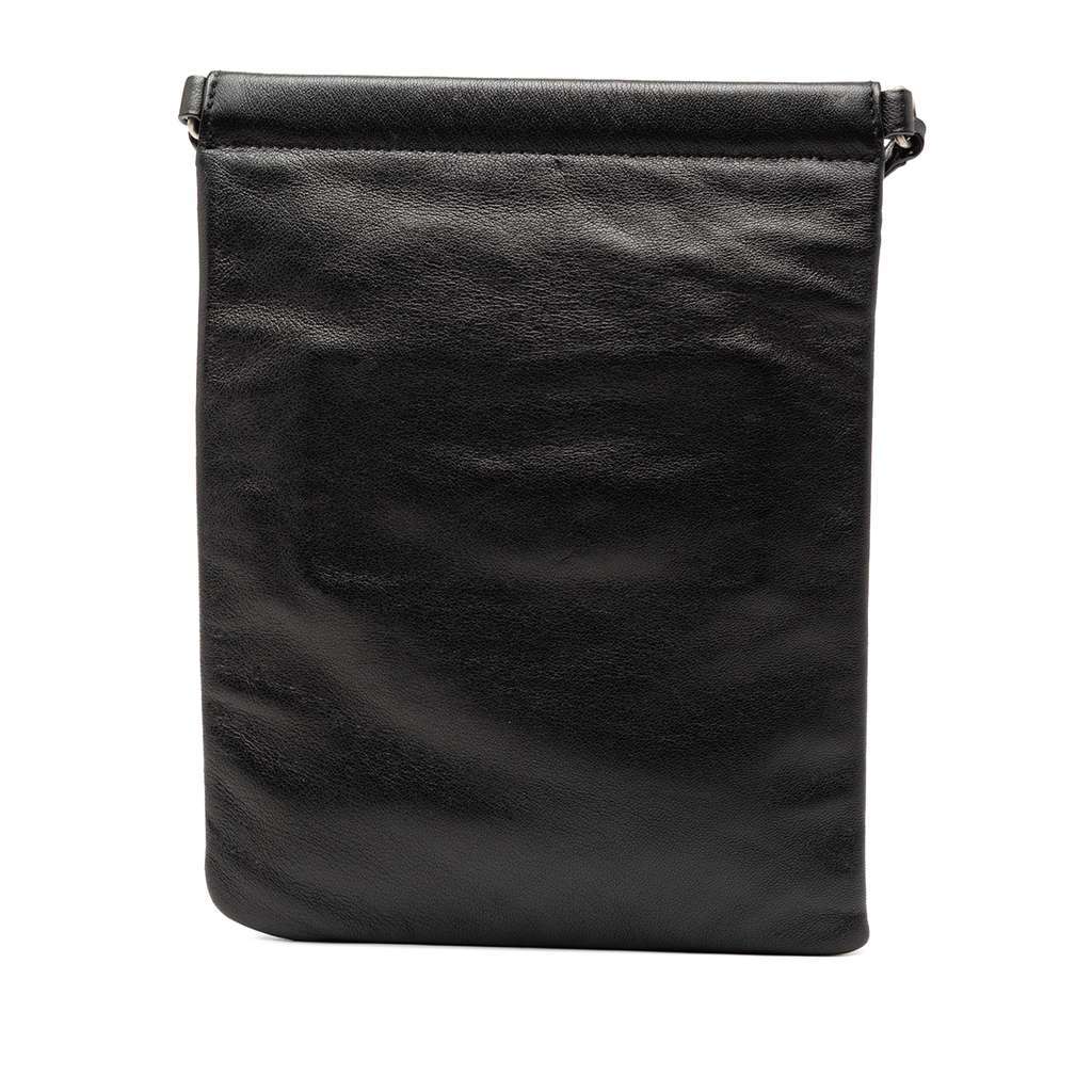 Saint Laurent Antiqued Lambskin Sid Flat Crossbody Black Leather Good condition - Back View