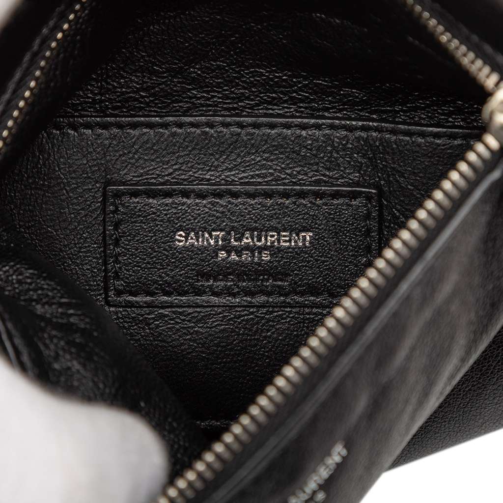 Saint Laurent Antiqued Lambskin Sid Flat Crossbody Black Leather Good condition - Box View