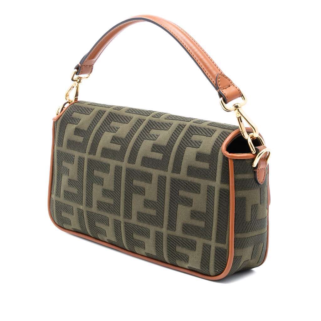 Fendi Zucca Embroidered Canvas Baguette Satchel Brown Canvas Very good condition - Back View