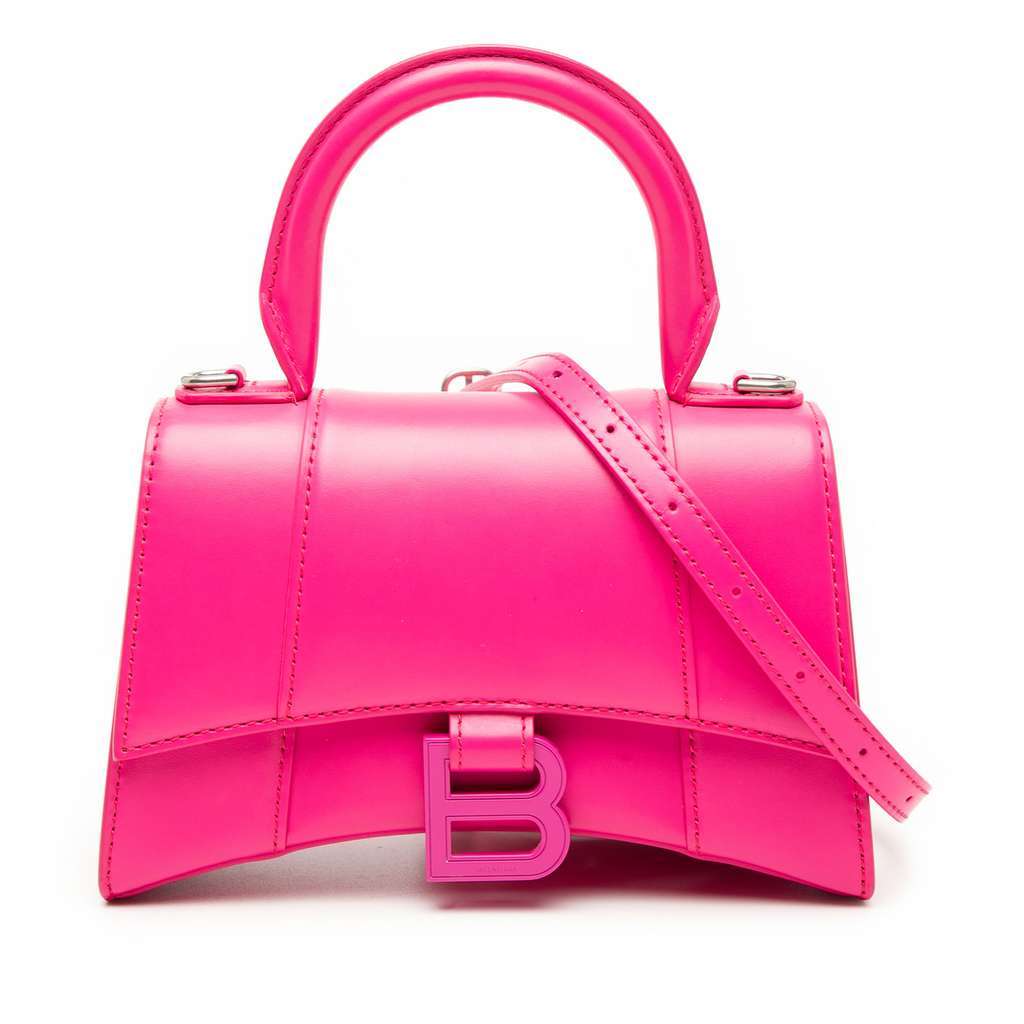 Balenciaga XS Calfskin Hourglass Top Handle Bag Pink Leather Very good condition - Front View