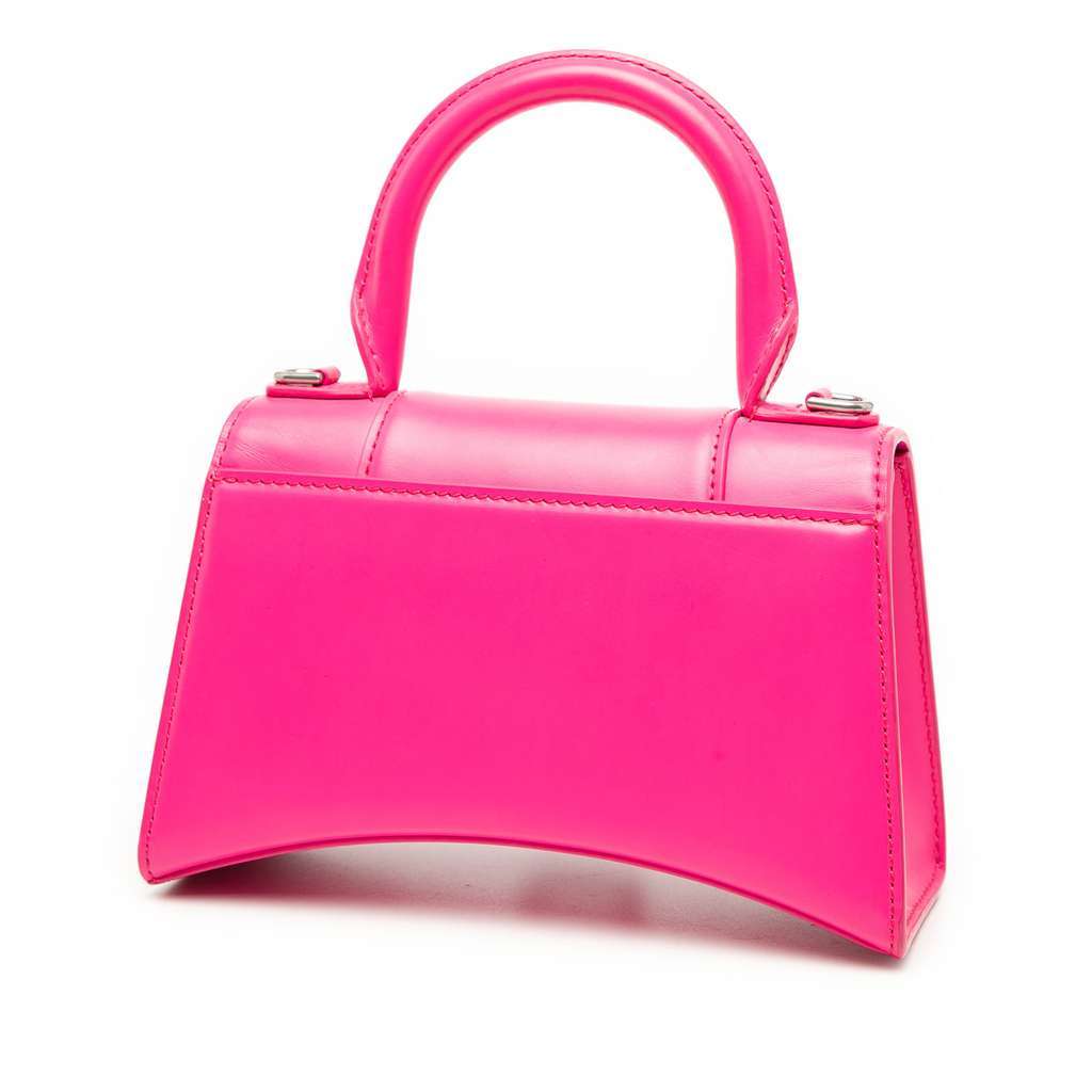 Balenciaga XS Calfskin Hourglass Top Handle Bag Pink Leather Very good condition - Back View