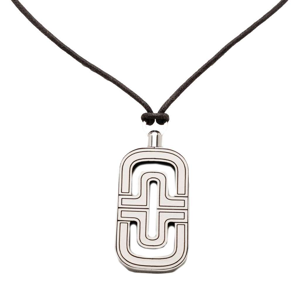 Bvlgari Sterling Silver and Leather Parentesi Pendant Necklace Silver Silver Very good condition - Front View