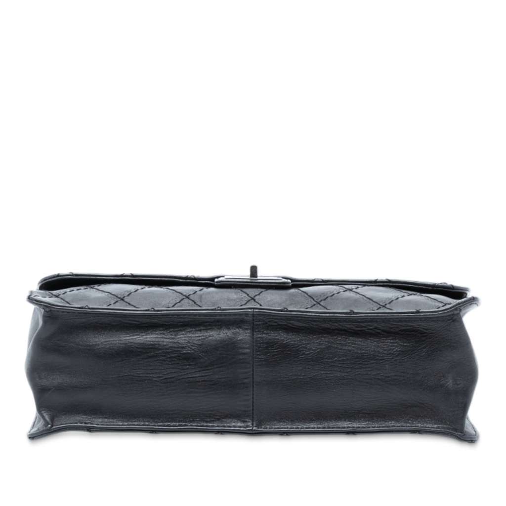 Chanel Embossed CC Quilted Aged Calfskin Reissue 2.55 Single Flap 227 Black Leather Good - Inside View