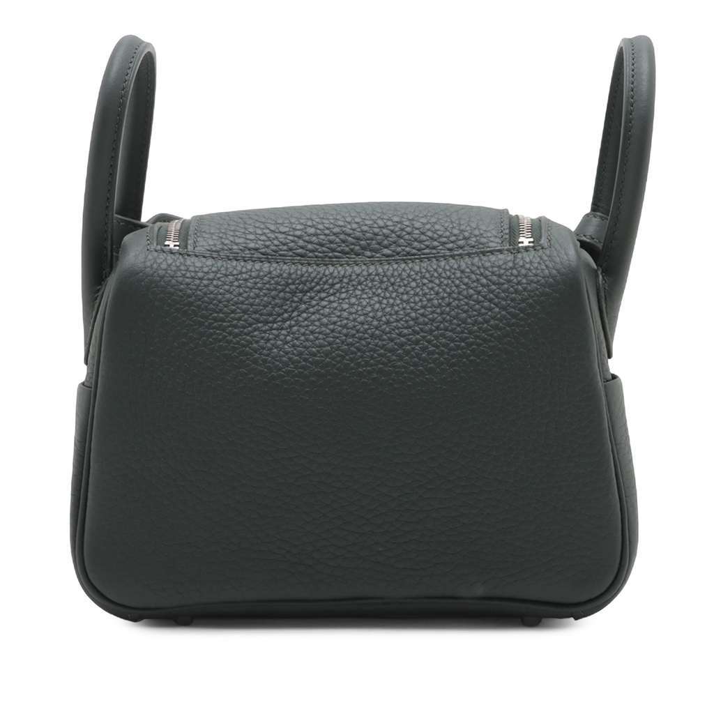 Hermès Mini Clemence Lindy 20 Green Leather Good condition - Back View