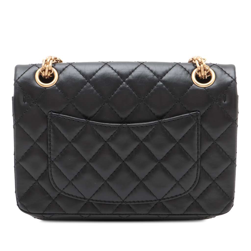 Chanel Mini Reissue 2.55 Quilted Aged Calfskin Single Flap Black Leather Good condition - Back View