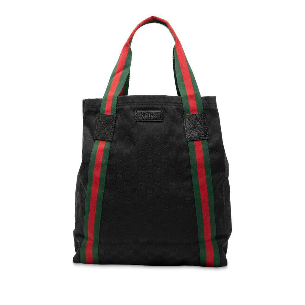 Gucci GG Canvas Web Tote Black Canvas Very good - Front View
