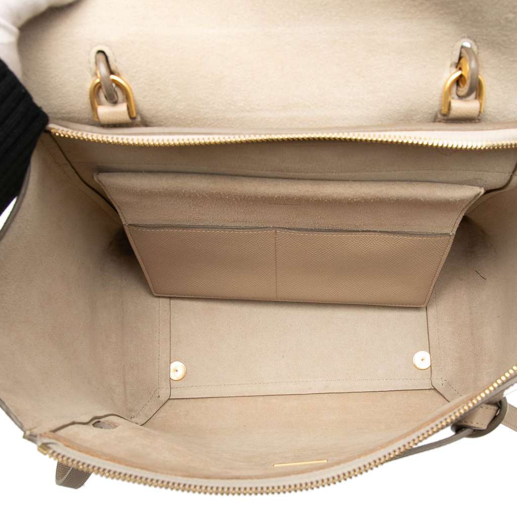Celine Mini Grained Calfskin Belt Satchel Brown Leather Very good condition - Model View