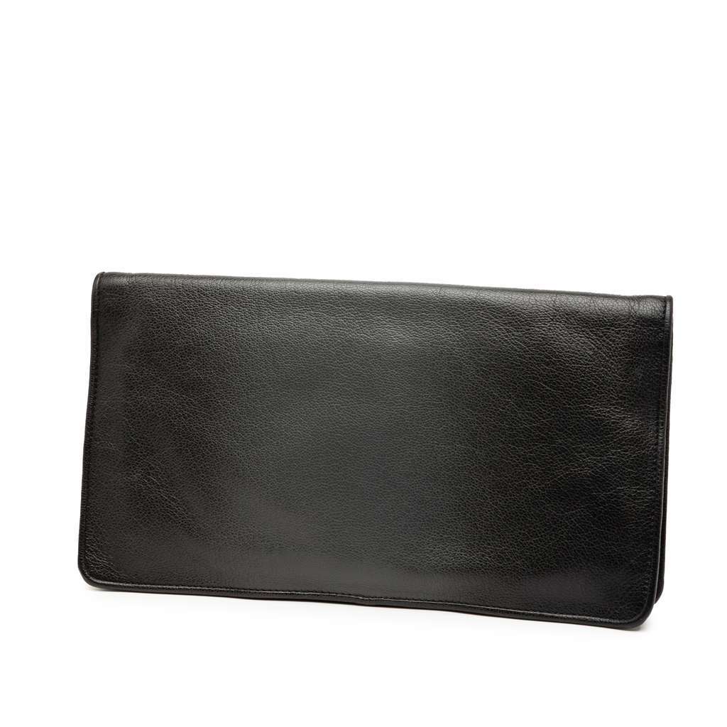 Bottega Veneta Leather Turn Lock Clutch Black Leather Very good condition - Back View