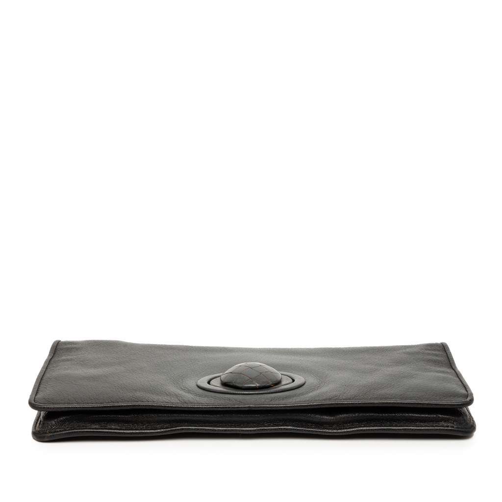 Bottega Veneta Leather Turn Lock Clutch Black Leather Very good condition - Inside View