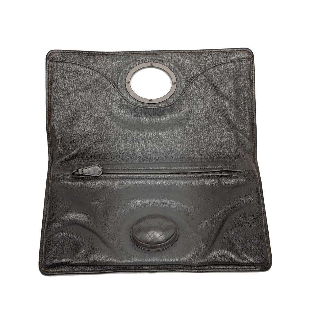Bottega Veneta Leather Turn Lock Clutch Black Leather Very good condition - Model View