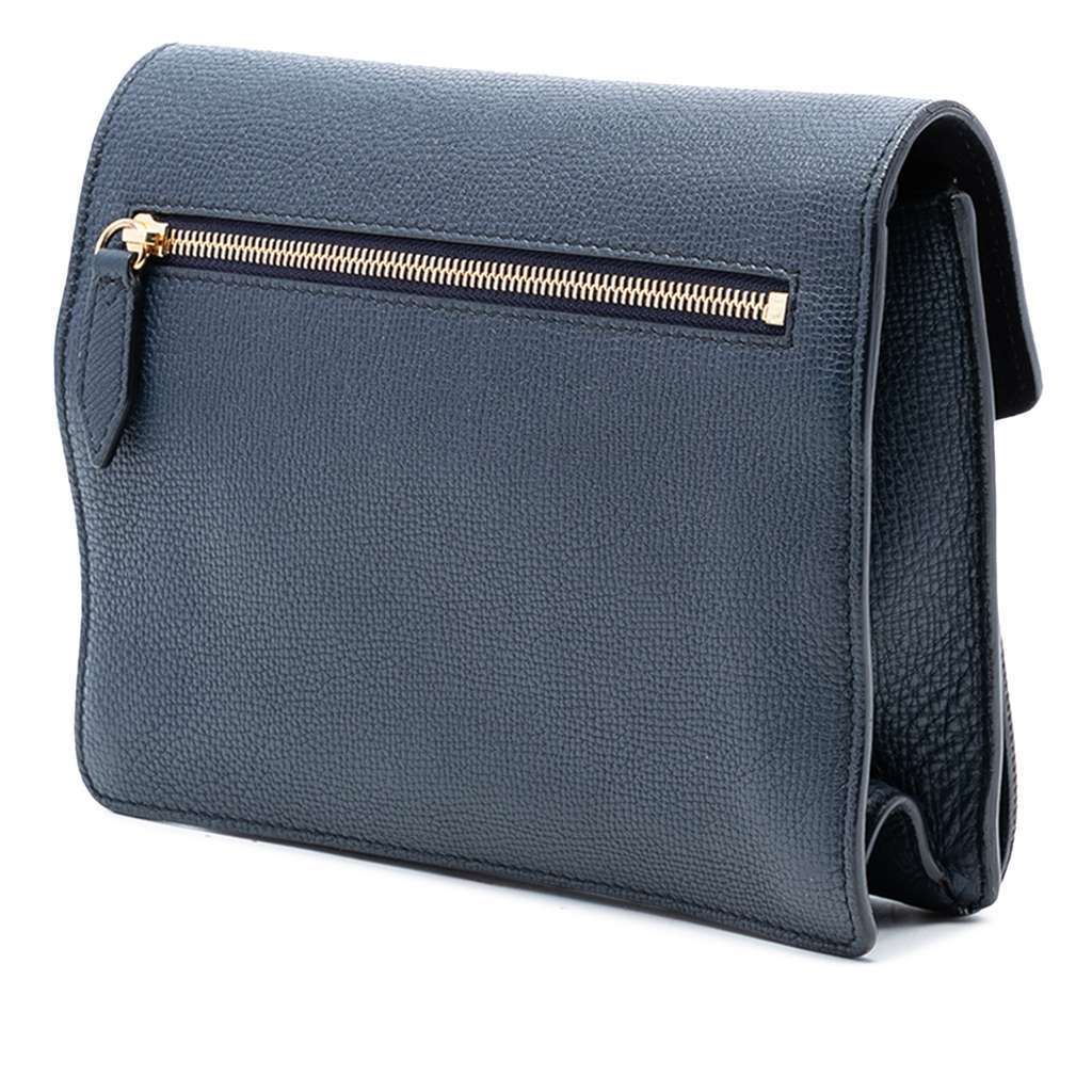 Burberry Small Leather and House Check Canvas Derby Macken Crossbody Blue Canvas Very good condition - Back View