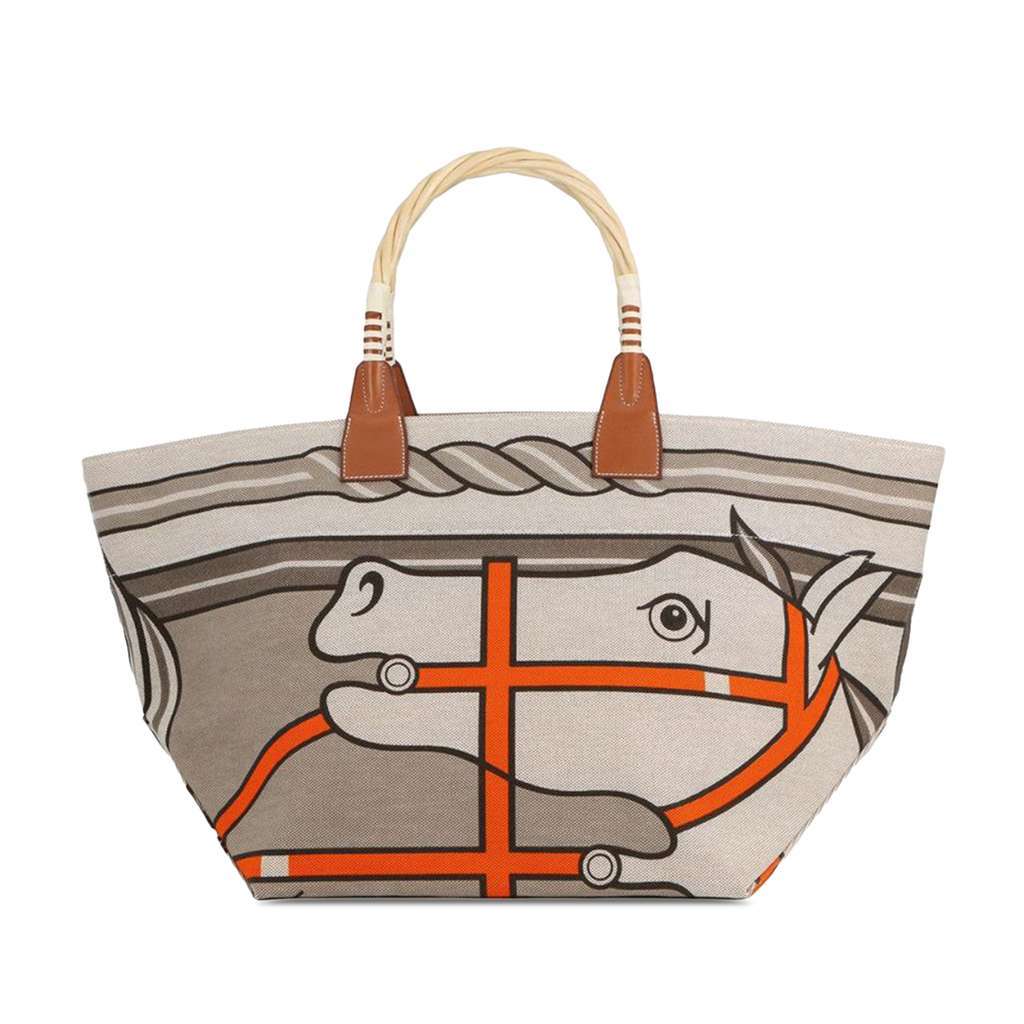 Hermès Toile H Plume Quadrige au Fil Steeple 31 Brown Canvas Good condition - Front View