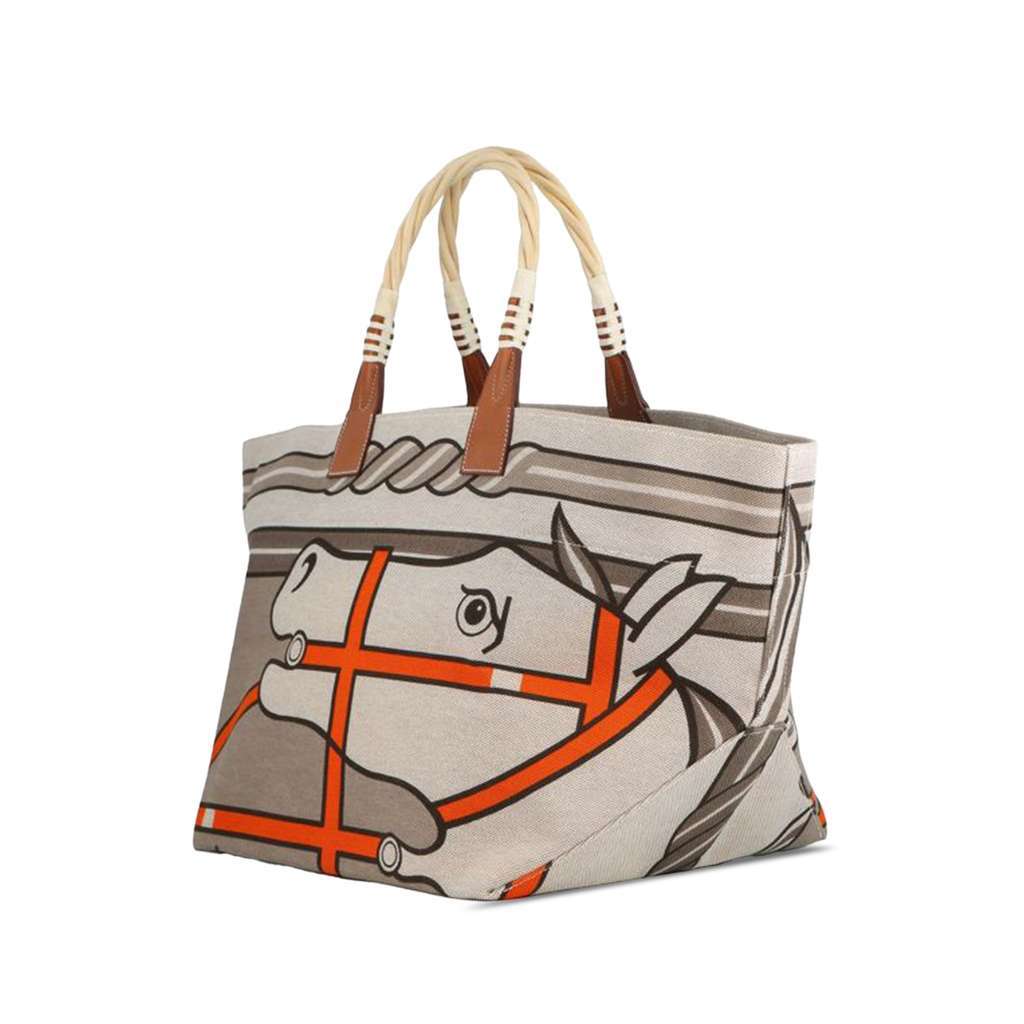 Hermès Toile H Plume Quadrige au Fil Steeple 31 Brown Canvas Good condition - Back View
