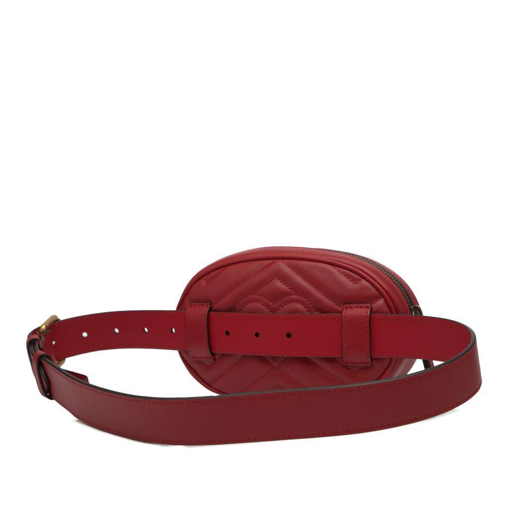 Gucci GG Marmont Matelasse Leather Belt Bag Red Leather Very good - Back View
