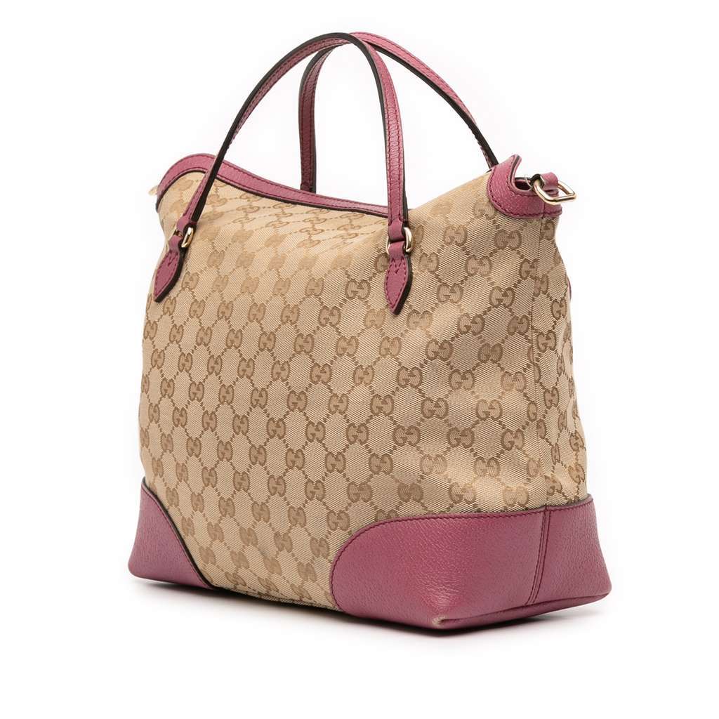 Gucci Medium GG Canvas Bree Satchel Brown Canvas Good - Back View