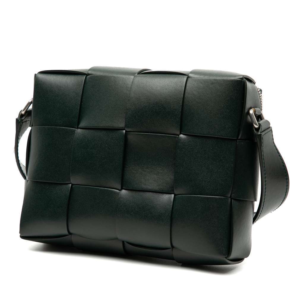 Bottega Veneta Nappa Maxi Intrecciato Cassette Camera Bag Green Leather Good condition - Back View