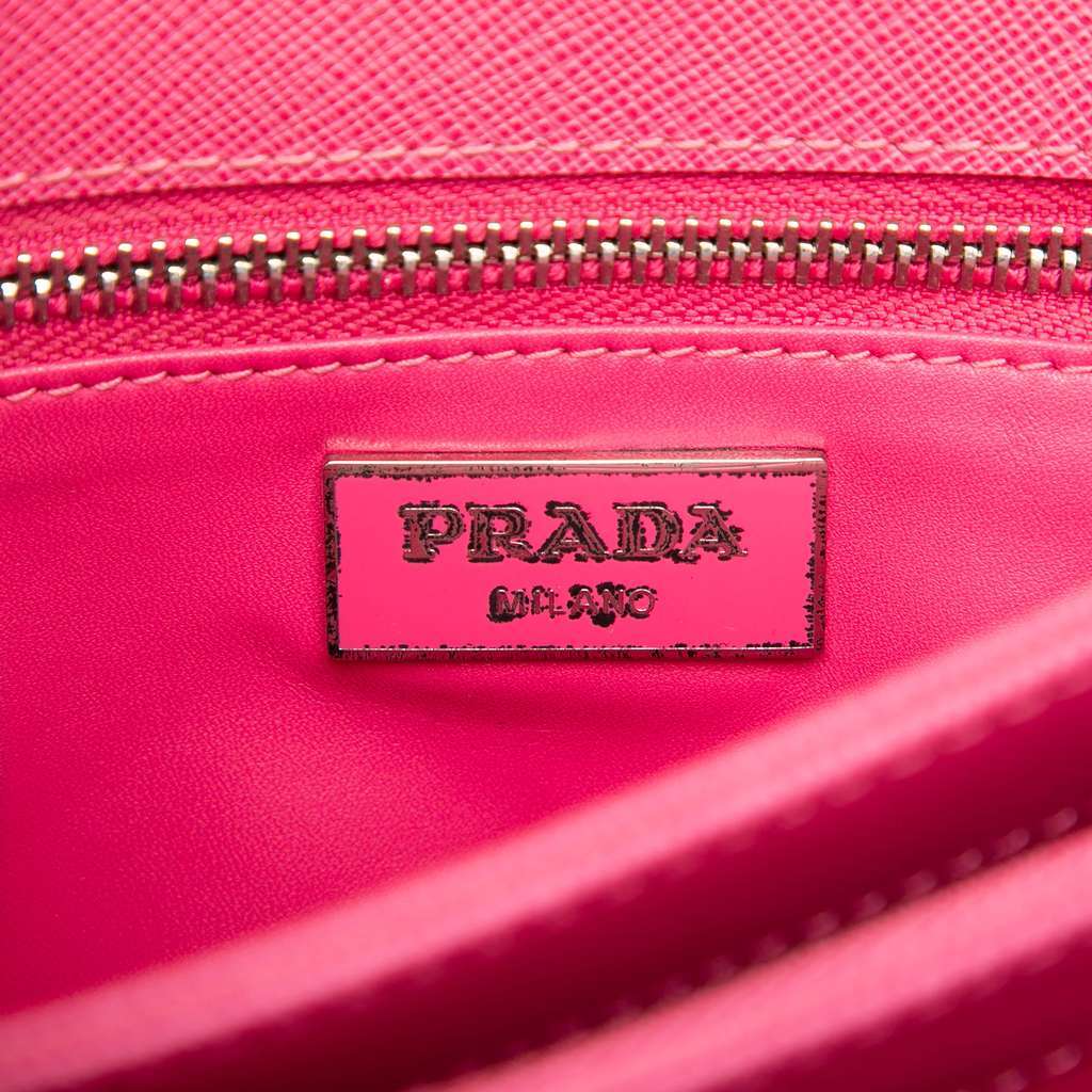Prada Saffiano Lux Lock Chain Flap Pink Leather Very good condition - Box View