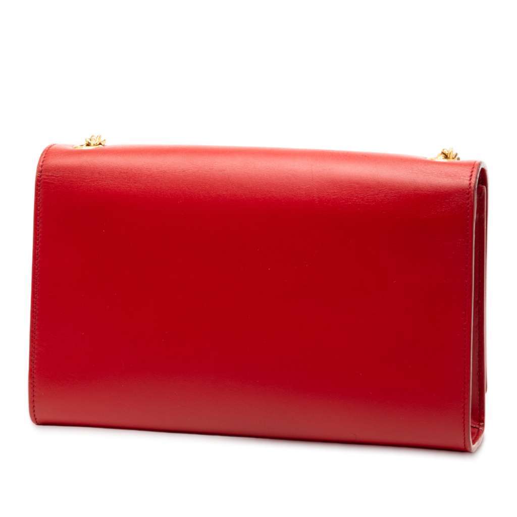 Saint Laurent Medium Smooth Calfskin Classic Monogram Kate Tassel Crossbody Red Leather Good - Back View