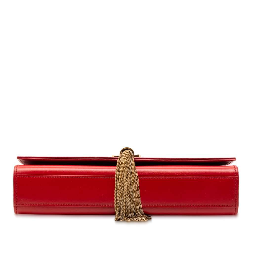 Saint Laurent Medium Smooth Calfskin Classic Monogram Kate Tassel Crossbody Red Leather Good - Inside View