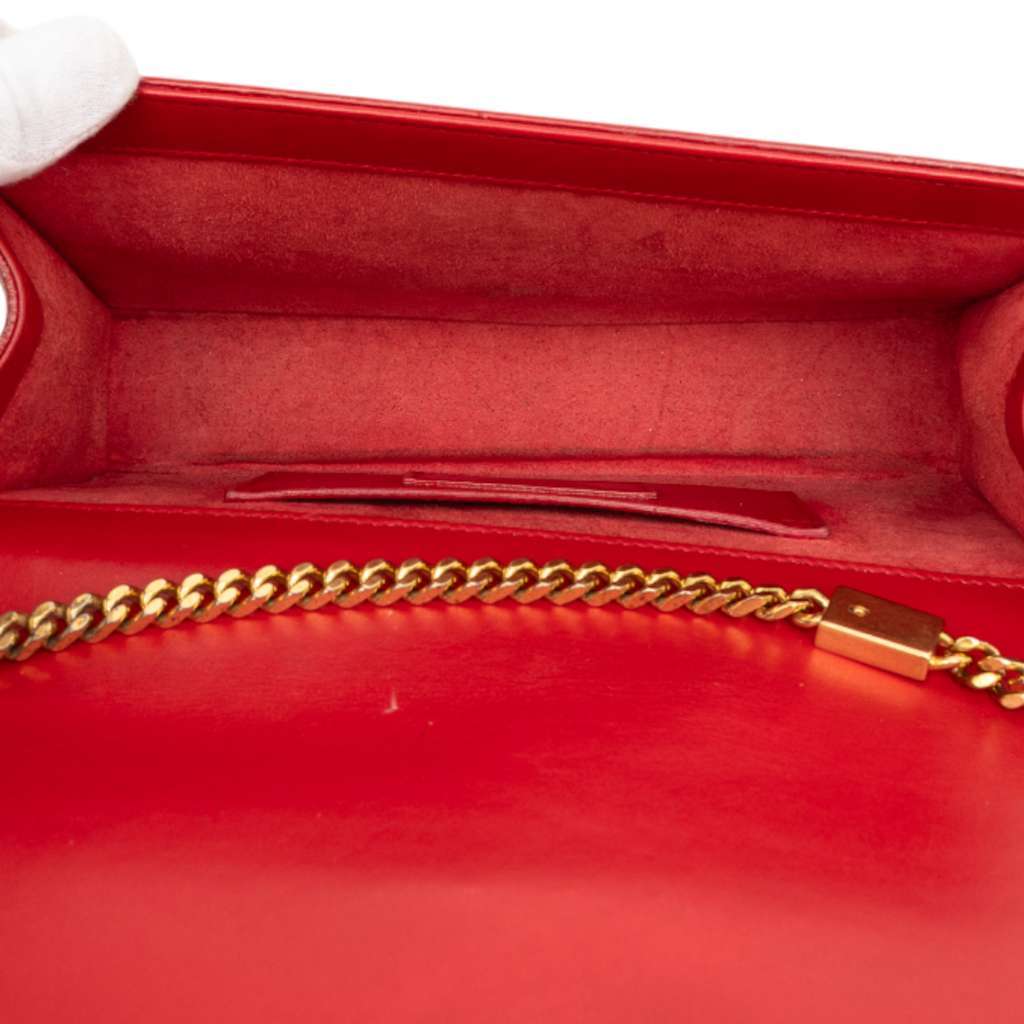 Saint Laurent Medium Smooth Calfskin Classic Monogram Kate Tassel Crossbody Red Leather Good - Model View