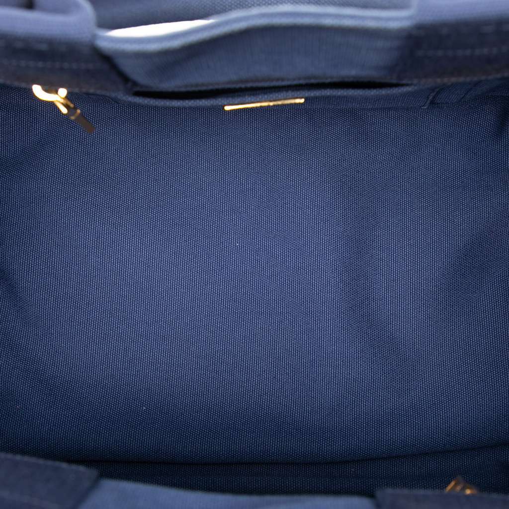 Prada Canvas Canapa Logo Tote Blue Canvas Good - Model View