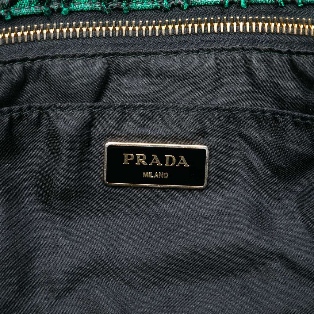 Prada Broccato Canapa Satchel Green Polyester Very good - Box View