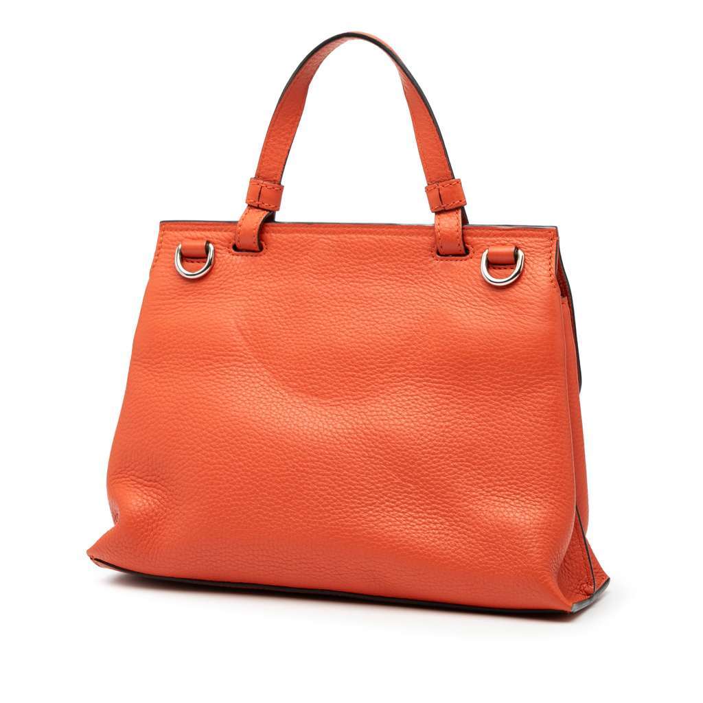 Gucci Small Leather Bamboo Daily Satchel Orange Leather Very good - Back View
