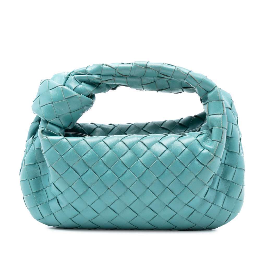 Bottega Veneta Mini Nappa Intrecciato Jodie Blue Leather Very good condition - Front View