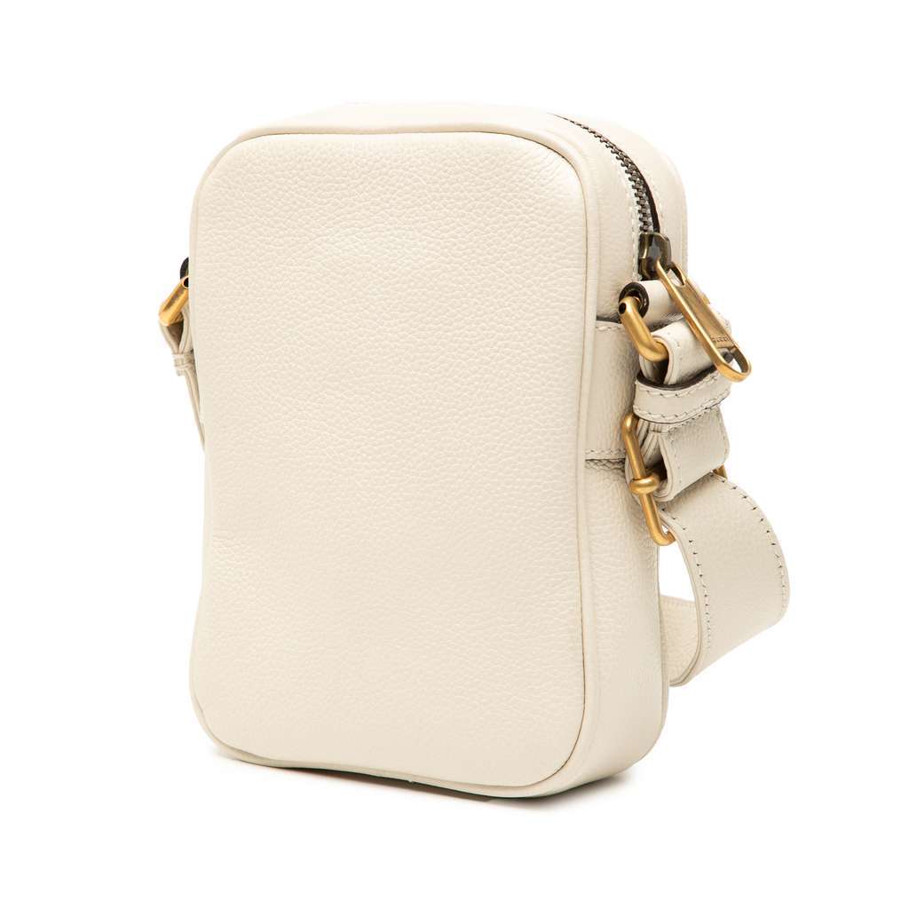 Gucci Mini Grained Calfskin Logo Crossbody White Leather Very good - Back View