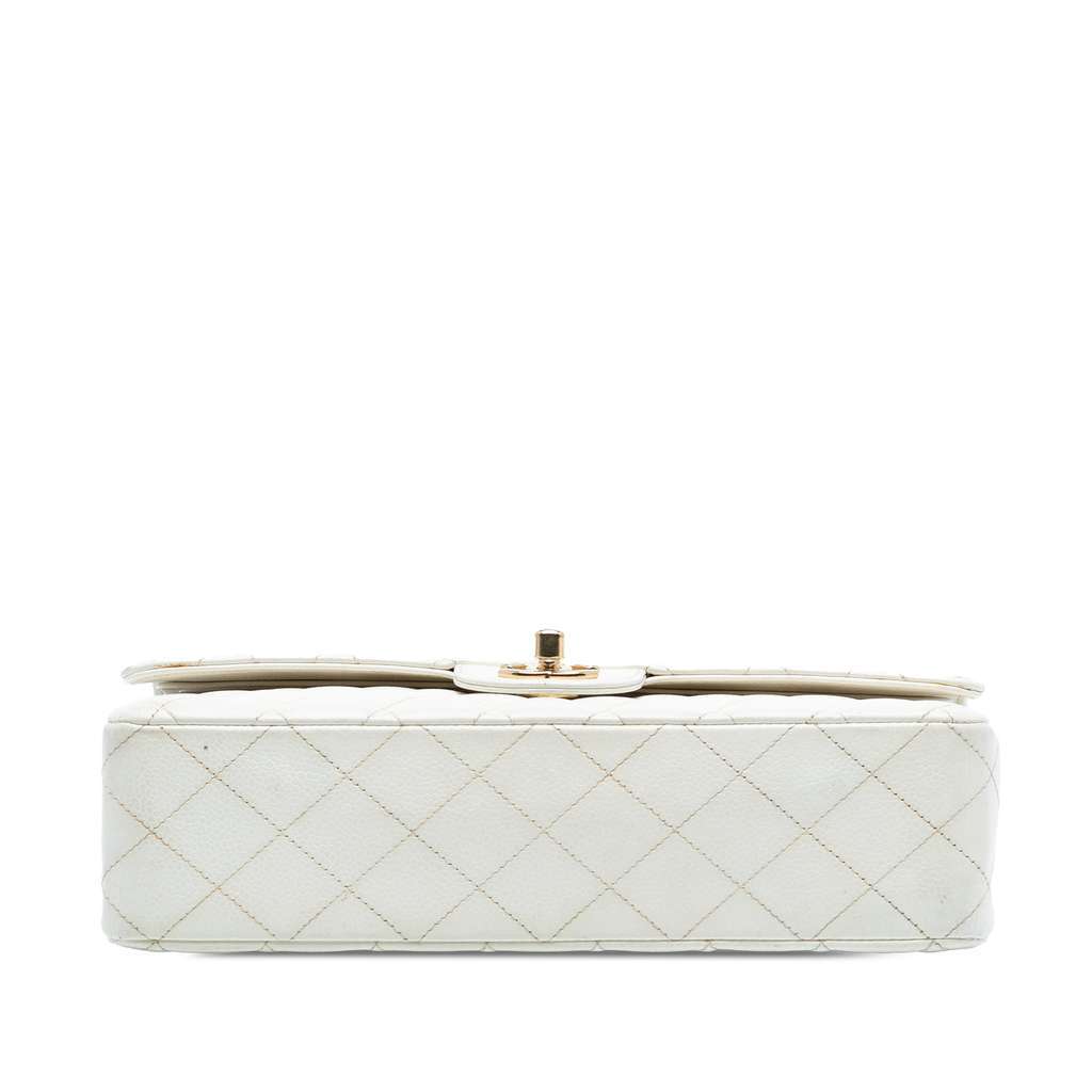 Chanel Medium Classic Caviar Double Flap White Leather Very good condition - Inside View