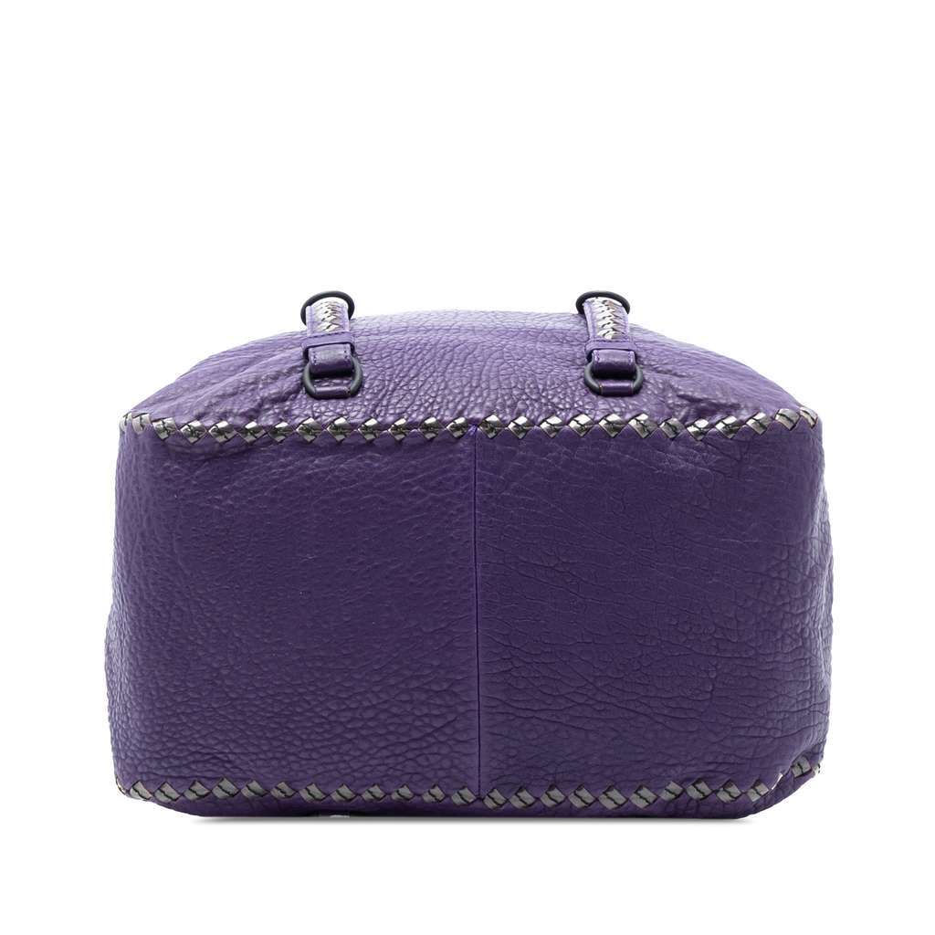 Bottega Veneta Intrecciato Trimmed Leather Handbag Purple Leather Very good - Inside View
