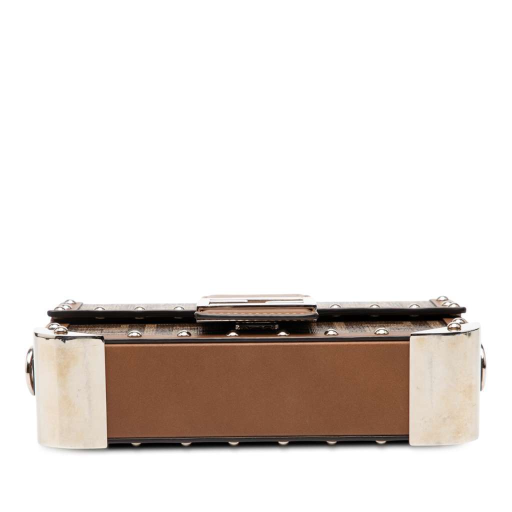 Fendi Mini Zucca Coated Canvas Trunk Baguette Crossbody Brown Canvas Very good condition - Inside View