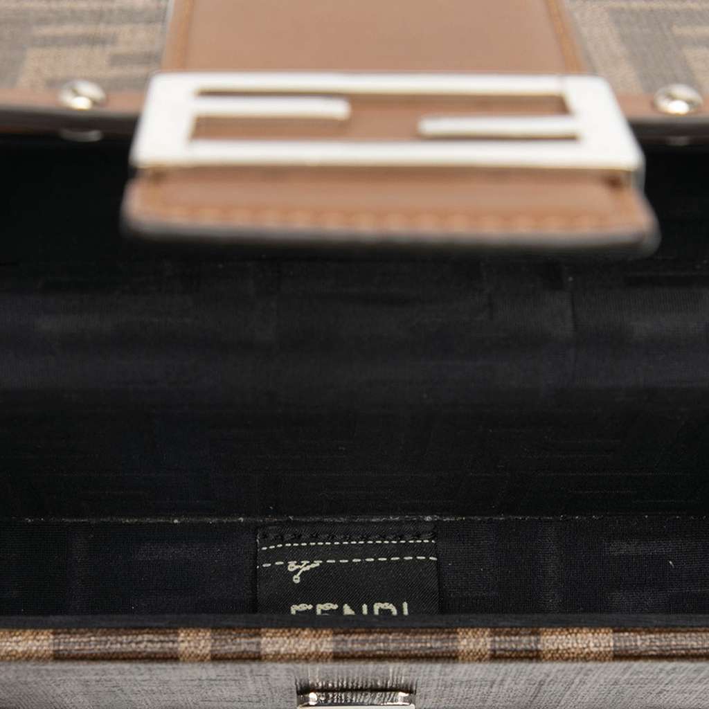 Fendi Mini Zucca Coated Canvas Trunk Baguette Crossbody Brown Canvas Very good condition - Model View