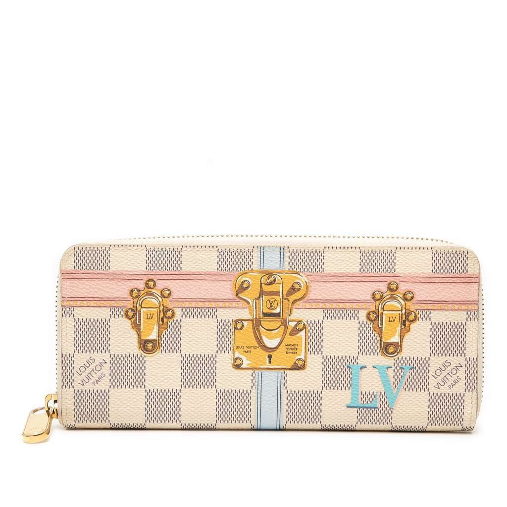 Louis Vuitton Damier Azur Summer Trunks Zippy Long Wallet White Very good condition - Front View