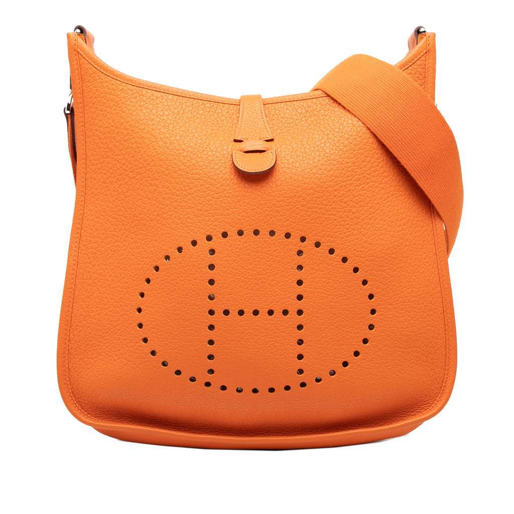 Hermès Clemence Evelyne III PM Orange Leather Very good condition - Front View
