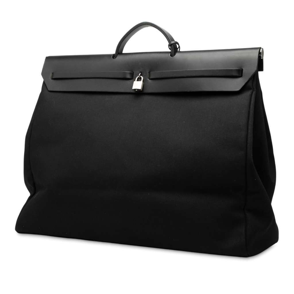 Hermès Toile Militaire Vache Hunter Herbag Zip Retourne Cabine 50 Black Canvas Good condition - Back View